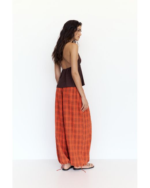 Pull&Bear White Pumphose Mit Karomuster
