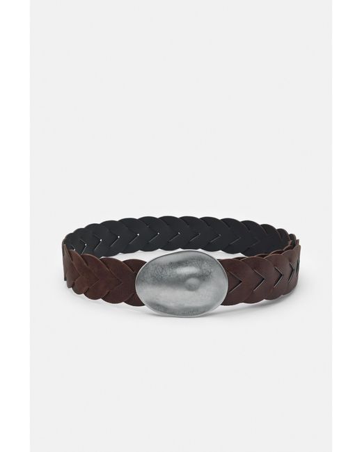Pull&Bear Gray Irregular Oval Buckle Belt