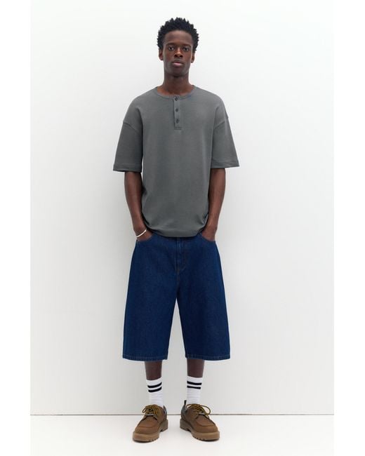 Pull&Bear Basic Henley-T-Shirt in Gray für Herren