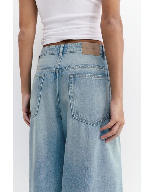 Pull&Bear Blue Pleated Balloon Fit Baggy Jeans