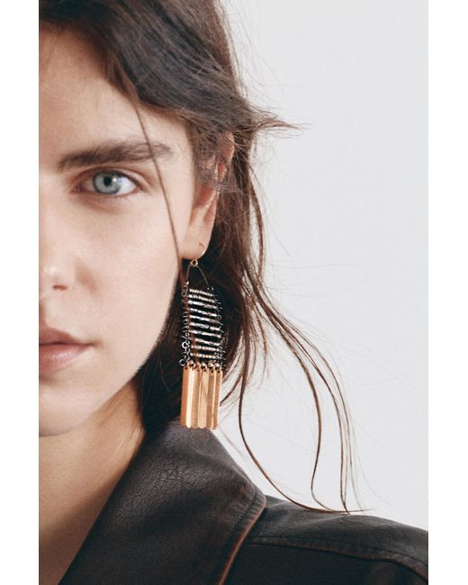 Pull&Bear Metallic Beaded Dangle Earrings