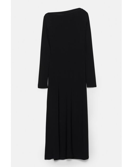 Pull&Bear Black Soft Draped Midi Dress