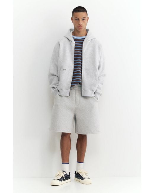Pull&Bear White Stwd Zip-Up Hoodie for men