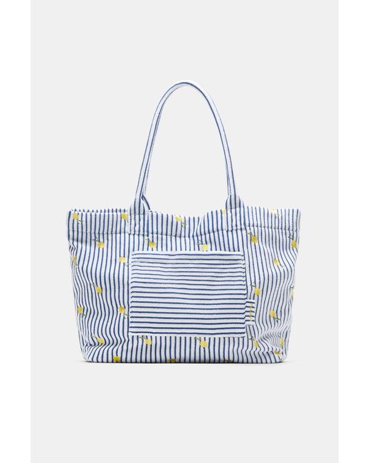 Borsa Shopper A Righe Effetto Spugna di Pull&Bear in Blue