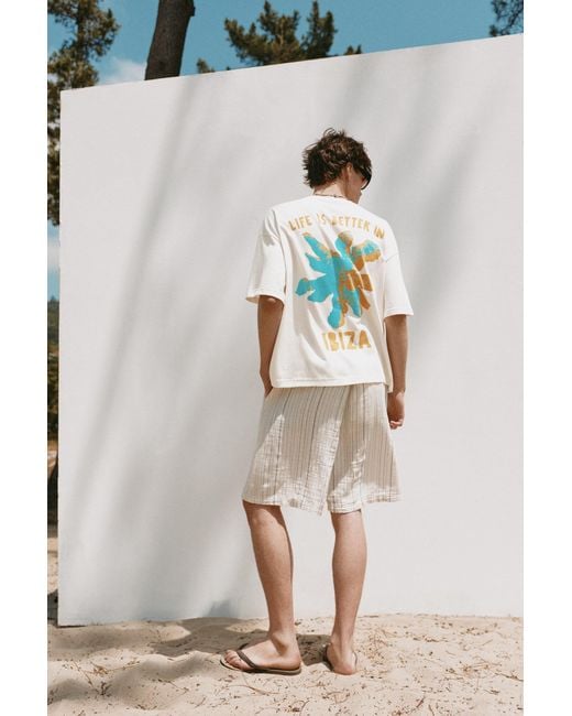 Pull&Bear White Boxy-Fit Ibiza Graphic T-Shirt for men