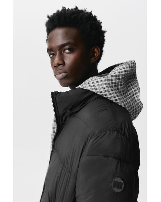 Pull&Bear Lang Gewatteerd Jack in het Black voor heren