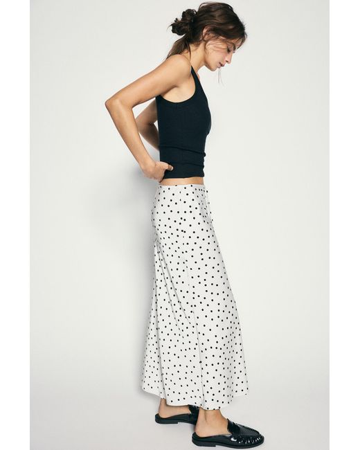Pull&Bear White Satin Drawstring Midi Skirt
