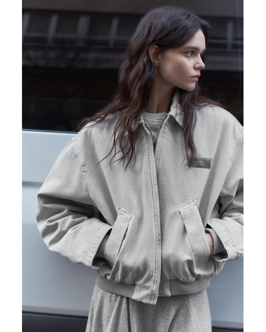 Pull&Bear Gray Embroidered Patch Jacket