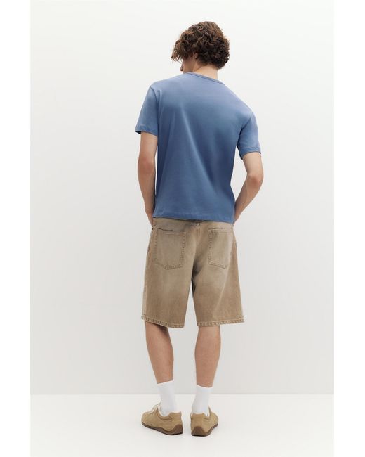 Pull&Bear Blue Slim Fit Basic T-Shirt for men