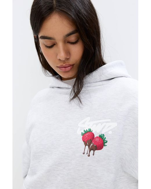 Pull&Bear White Stwd-Hoodie Mit Kapuze Und Erdbeeren