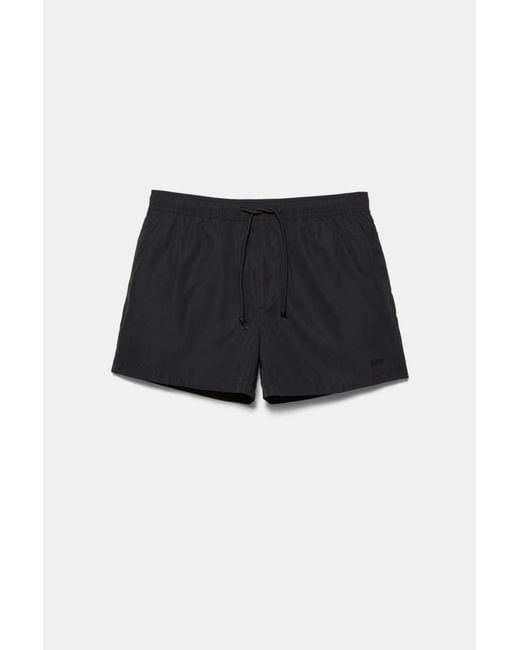 Pull&Bear Black Basic Swimming Trunks for men