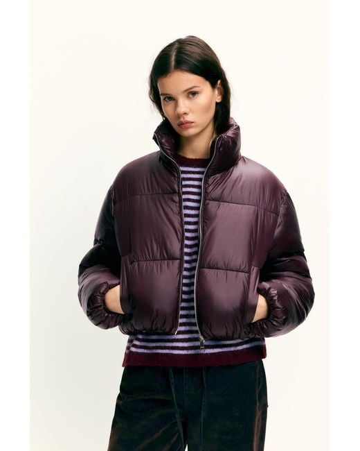 Pull&Bear Purple Puffer Jacket With A Shimmery Finish