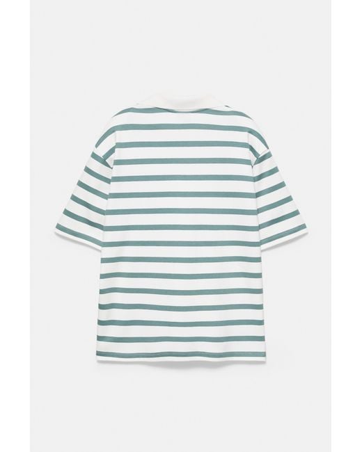Pull&Bear Green Short Sleeve Interlock Polo Shirt for men