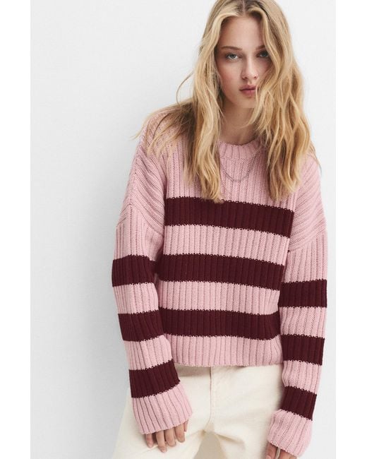 Pull&Bear White Striped Sweater