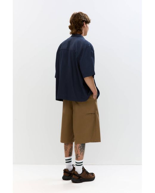Pull&Bear Fließendes Utility-Hemd Mit Kurzen Ärmeln in Blue für Herren