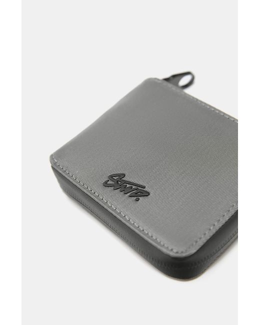 Pull&Bear Gray Nylon Stwd Wallet for men