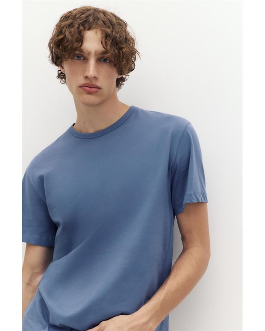 Pull&Bear Blue Slim Fit Basic T-Shirt for men