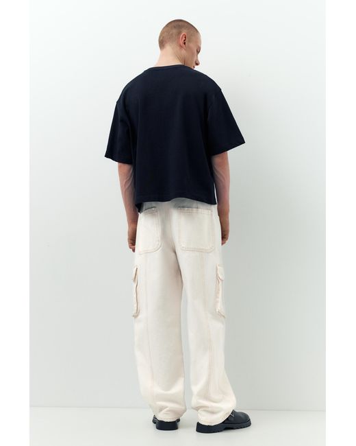 Pull&Bear Black Baggy Cargo Jeans for men