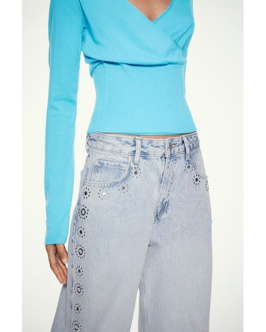 Pull&Bear Blue Studded Baggy Jeans