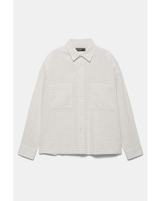 Pull&Bear White Long Sleeve Shirt With Pockets for men