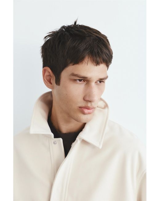 Pull&Bear White Textured Jacket for men