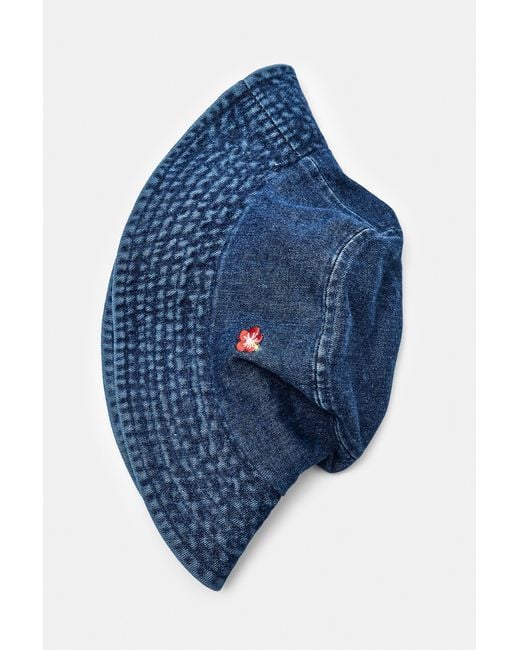 Pull&Bear Blue Embroidered Denim Bucket Hat