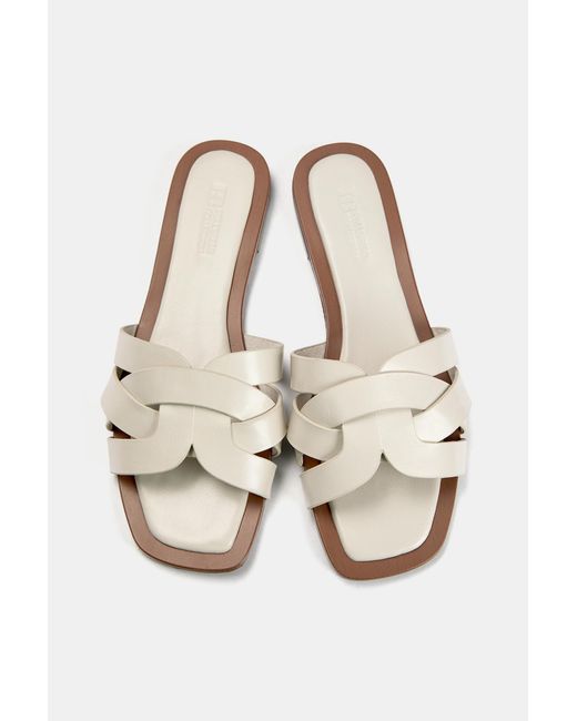 Pull&Bear White Flat Strap Sandals