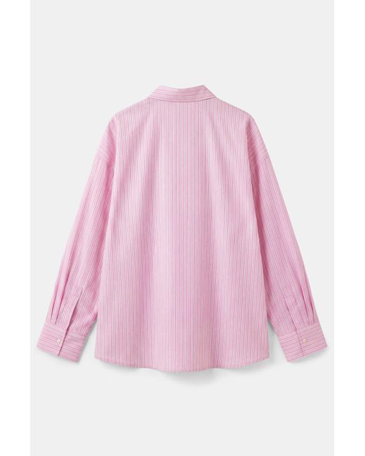 Pull&Bear Pink Striped Oversize Shirt