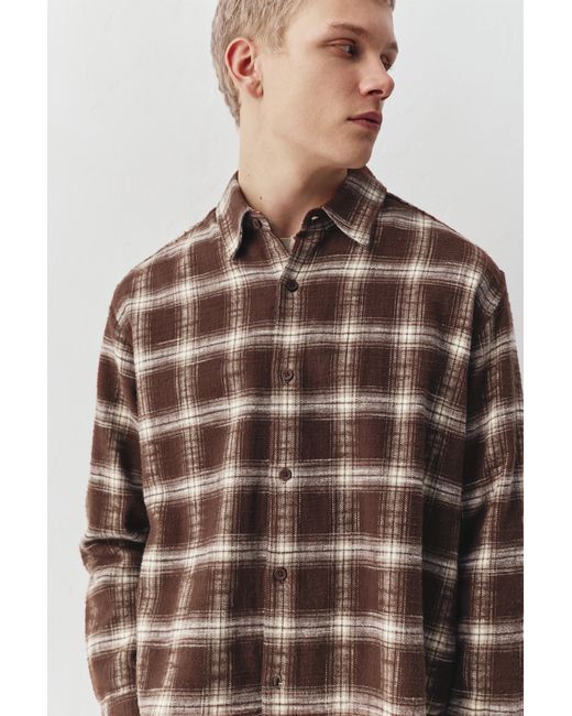 Pull&Bear Blue Long Sleeve Check Shirt for men