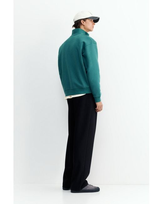 Pull&Bear Green Quarter-Zip Sweatshirt for men