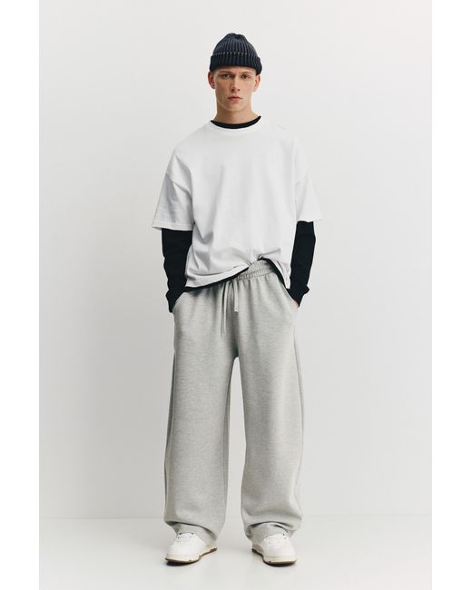 Pull&Bear Gray Balloon Interlock Tracksuit Bottoms for men