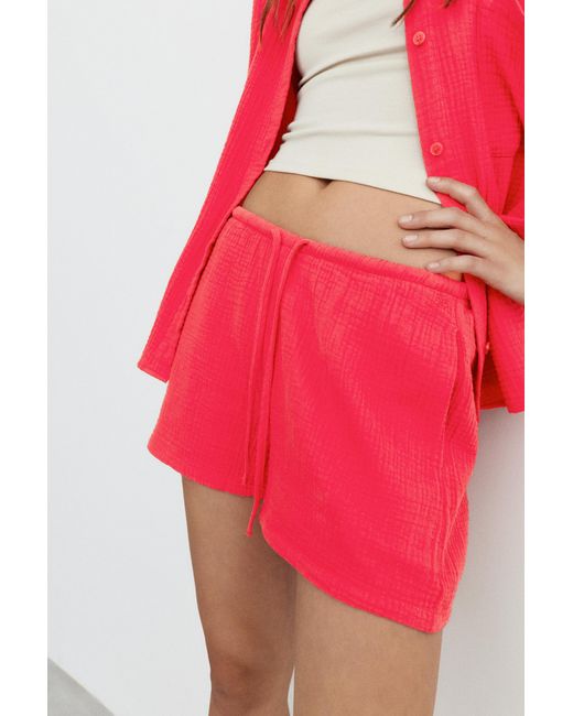 Pull&Bear Red Crepe Shorts