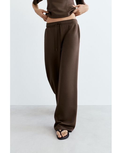 Pull&Bear White Soft-Touch Wide-Leg Trousers