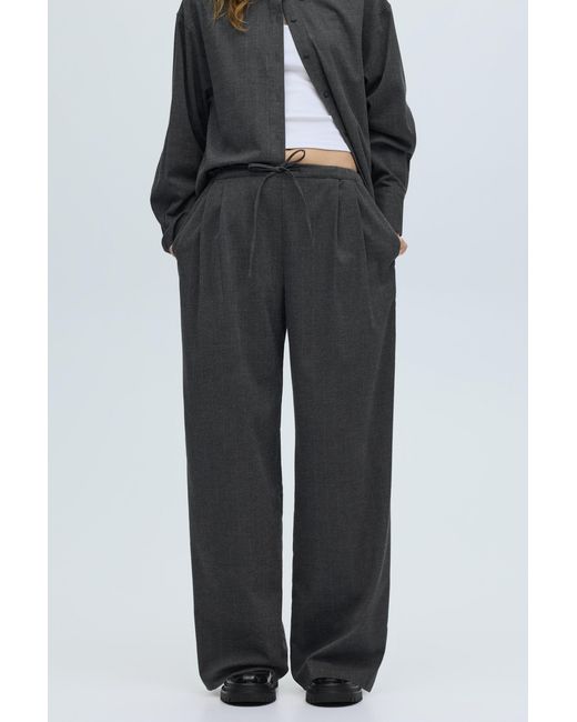 Pull&Bear Gray Pinstripe Jogger Trousers