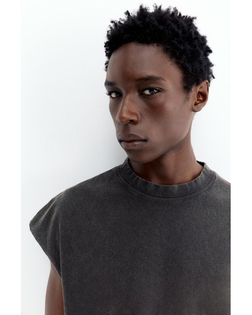 Pull&Bear Singlet Met Acid Wash in het Gray voor heren