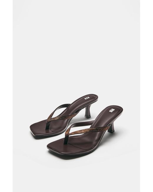 Pull&Bear Black Absatzsandalen Mit Glitzer