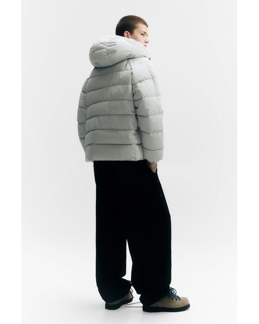 Pull&Bear White Stwd Hooded Puffer Jacket for men