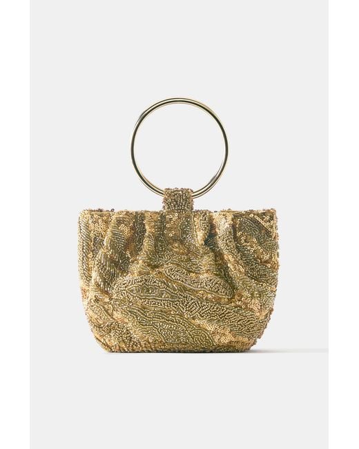 Pull&Bear Metallic Beaded Handbag