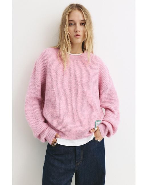 Pull&Bear Pink Pullover Aus Weichem Perlstoff