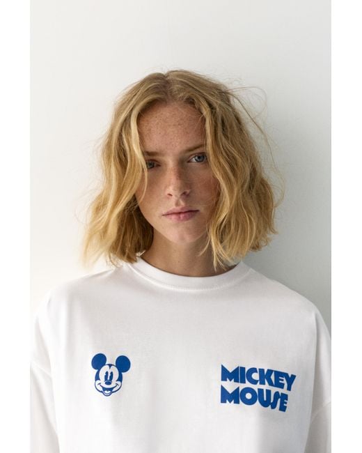 Pull&Bear Mickey Mouse T-Shirt in het White