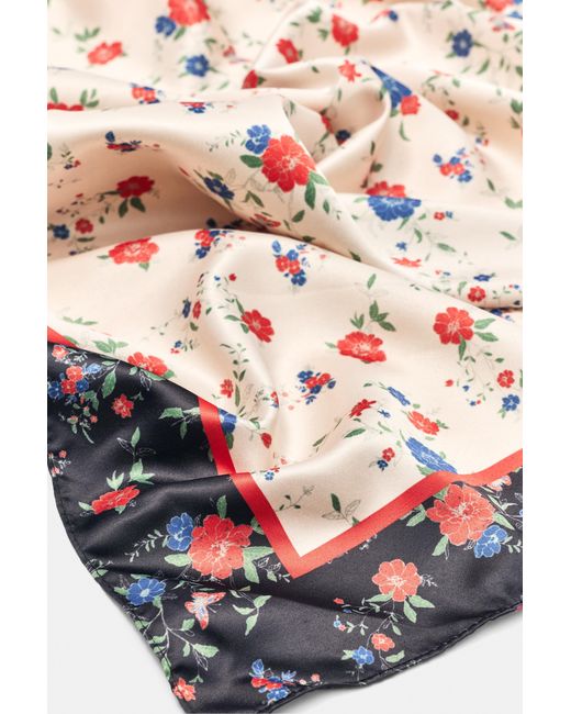 Pull&Bear White Floral Satin Scarf