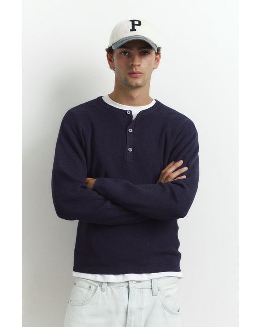 Pull Col Henley Pull&Bear pour homme en coloris Blue