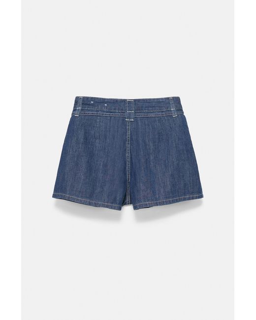 Pull&Bear Blue Darted Denim Shorts