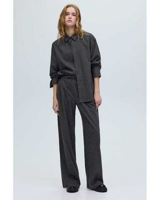 Pull&Bear Gray Pinstripe Jogger Trousers