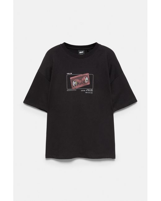 Pull&Bear Gray Stwd Tape Graphic T-Shirt for men