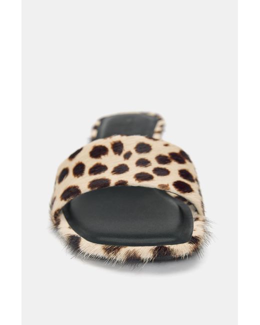 Pull&Bear Black Print Leather Heel Sandals