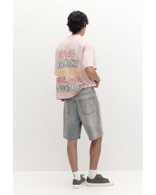 Pull&Bear Baggy Denim Bermuda in het Gray voor heren