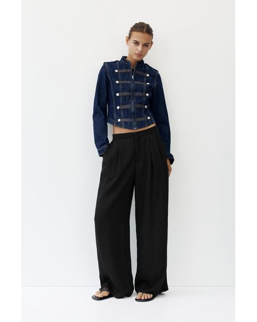Pull&Bear Black Anzughose Mit Falten