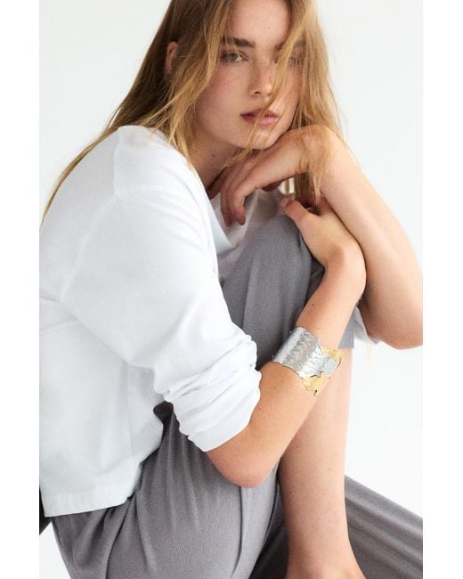 Pull&Bear Metallic Mixed Texture Arm Cuff