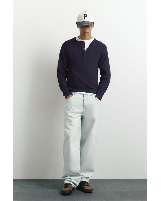Pull Col Henley Pull&Bear pour homme en coloris Blue